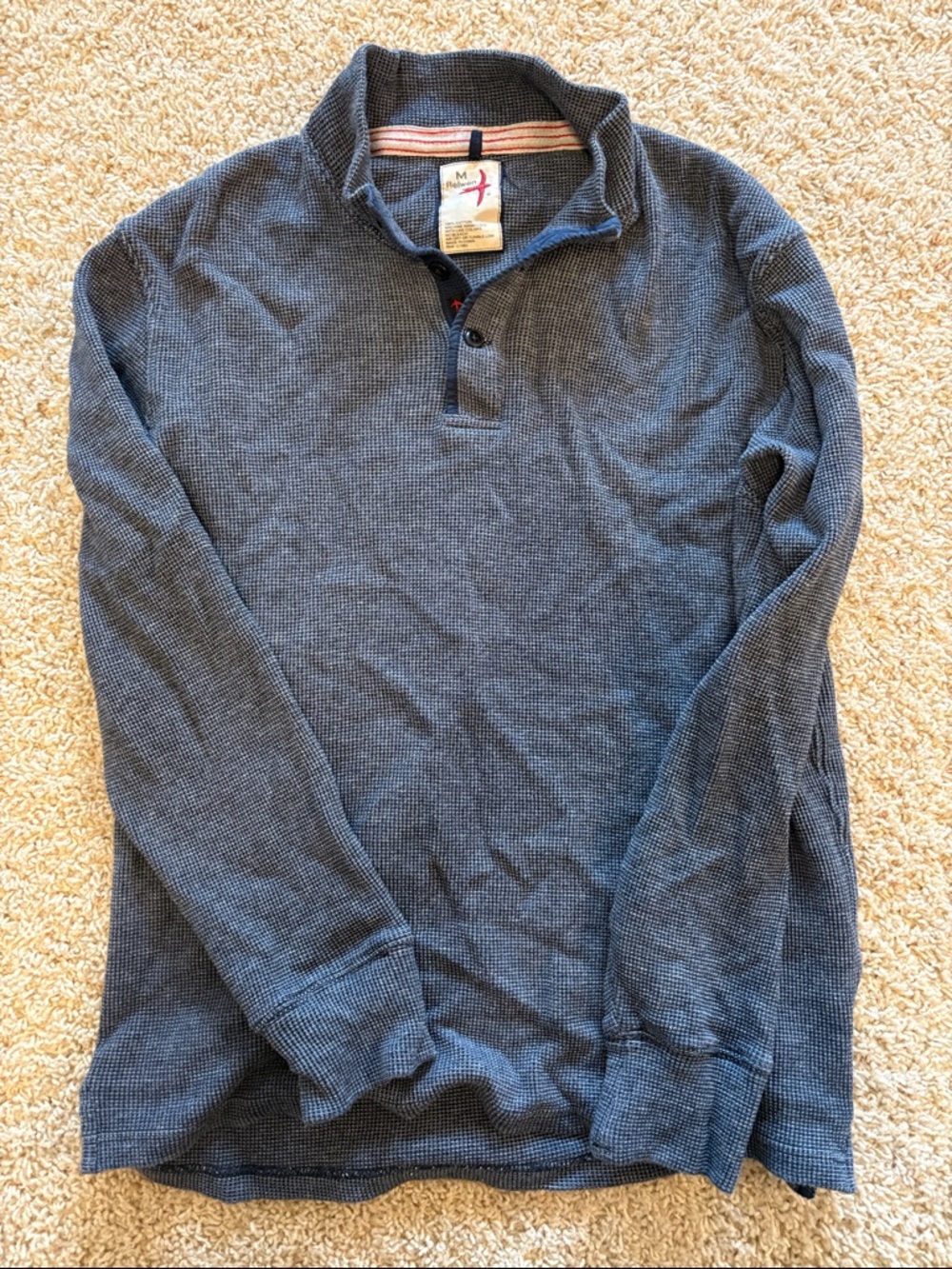 Relwen Blue Thermal Henley Pullover